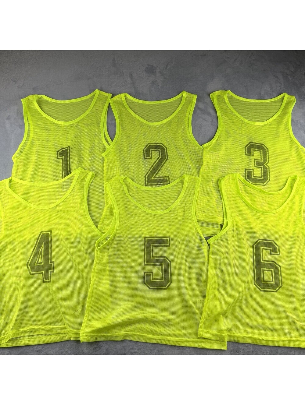 6 Pc Numbered Mesh Pinnies Scrimmage Practice Jerseys 1-6 Neon YellowLime M NWOT